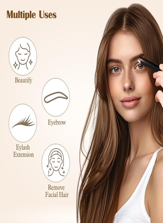 Styquenzer ملاقط للحواجب، مجموعة من 12 قطعة من ملاقط الحواجب المصنوعة من الفولاذ المقاوم للصدأ ذات الطرف المائل، ملاقط حواجب بالجملة للنساء والرجال، لون أسود - Image 4